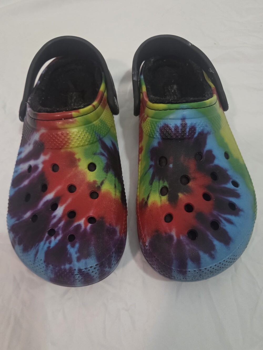 Crocs Classic Fuzzy Lined Tie Dye Clogs Men's 9 Women's 11